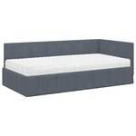 vidaXL Cadre de lit d'angle avec matelas 2 Pièces Gris Velours