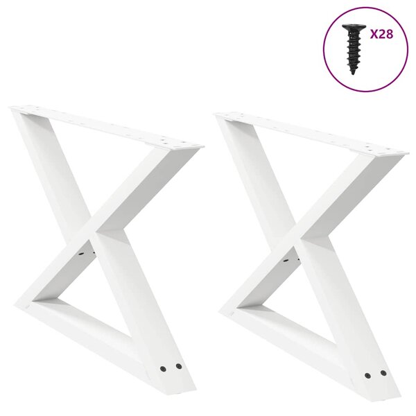 vidaXL Pieds de table basse 2 pièces Blanc 70 x (42-43 3) cm Acier