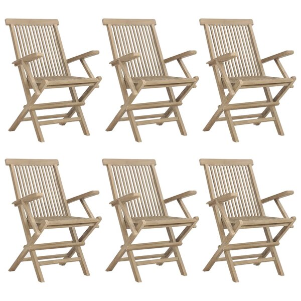 vidaXL Chaises de jardin pliantes lot de 6 gris 56x61x89 cm bois teck