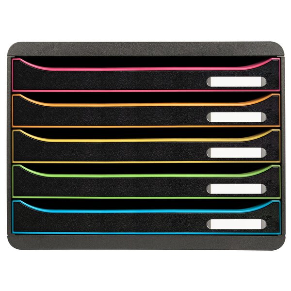 Module De Classement Big Box Plus Horizon 5 Tiroirs Glossy - Noir/arlequin - Exacompta
