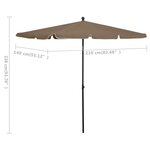 vidaXL Parasol de jardin avec mât 210x140 cm Taupe