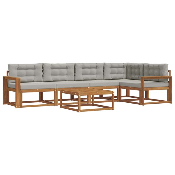 vidaXL Ensemble de canapés d'extérieur 6 Pièces Naturel et gris clair
