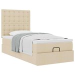 vidaXL Cadre de lit ottoman avec matelas crème 80x200 cm tissu
