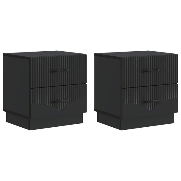 vidaXL Cabinet de chevet avec tiroir 2 Pièces Noir 43 x 34 5 x 44 5 cm