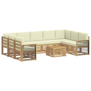 vidaXL Ensemble de canapés d'extérieur 10 pc Blanc et crème Polyester