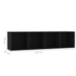 vidaXL Bibliothèque/Meuble TV Noir 143x30x36 cm