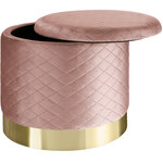 Tectake Pouf coffre de rangement aspect velours COCO matelassé - rose