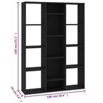 vidaXL Séparateur de pièce/Bibliothèque Noir Bois d’ingénierie