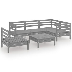 vidaXL Salon de jardin 6 Pièces Bois de pin massif Gris