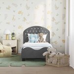 vidaXL Cadre de lit pour tout-petit avec tête de lit Gris foncé