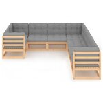 vidaXL Salon de jardin 8 Pièces avec coussins Bois de pin massif
