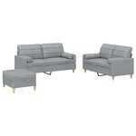 vidaXL Ensemble de canapés 3 Pièces coussins gris clair tissu
