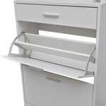 vidaXL Meuble à chaussures avec tiroir et plateau en verre Bois Blanc