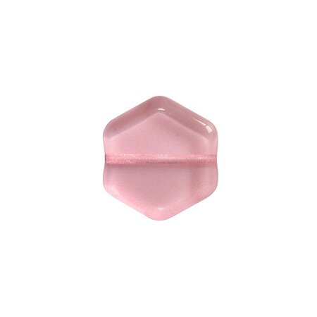 Diy - 10 perles vintage en verre hexagone 16 x 15mm  - light rose