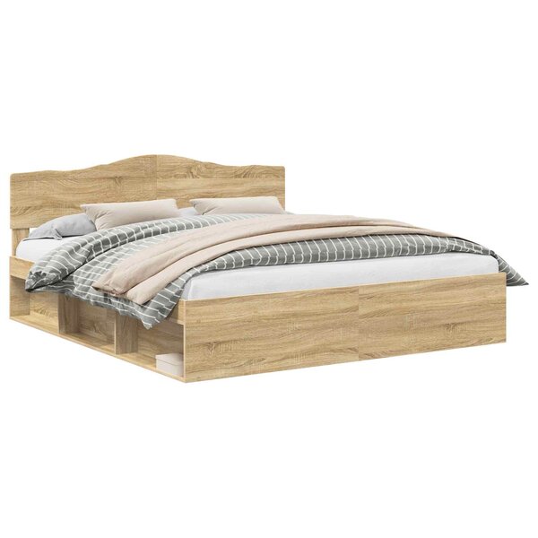 vidaXL Cadre de lit avec tête de lit Sonoma 200 x 200 cm Pin massif