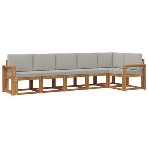 vidaXL Ensemble de canapés d'extérieur 6 pc Naturel et gris clair