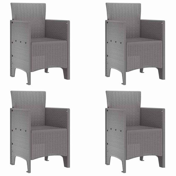 vidaXL Chaise de jardin 4 Pièces Gris clair 53 x 49 x 85 cm PP
