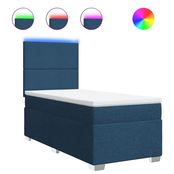 vidaXL Sommier à lattes de lit avec matelas Bleu 100x200 cm Tissu