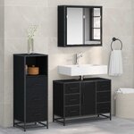 vidaXL Ensemble de mobilier de salle de bain 3 Pièces Chêne noir