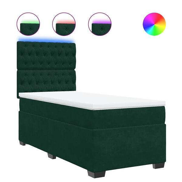 vidaXL Sommier à lattes de lit avec matelas Vert foncé 90x200 cm