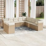 vidaXL Salon de jardin 11 Pièces avec coussins beige résine tressée