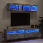 vidaXL Unités murales TV avec LED 5 Pièces gris béton bois d'ingénierie