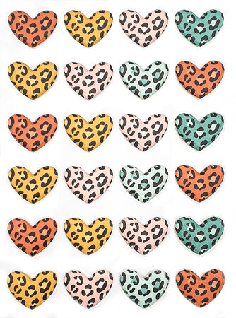 Stickers Puffy Coeurs léopard de 2 1 à 1 6 cm 24 pièces