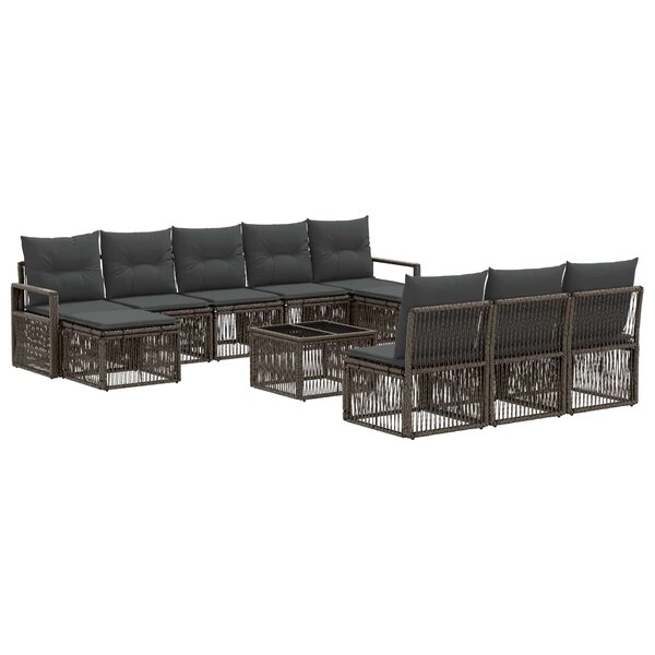 vidaXL Ensemble de canapé de jardin 11 Pièces Gris polyrotin