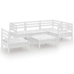 Salon de jardin meuble d'extérieur ensemble de mobilier 6 pièces bois de pin massif blanc 02_0017008