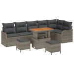 Ensemble de Canapés de Jardin 9 Pièces avec Coussins en Poly Rattan Gris Acacia