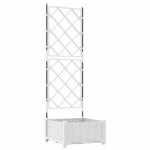 vidaXL Jardinière avec treillis blanche 40x40x125 5 cm
