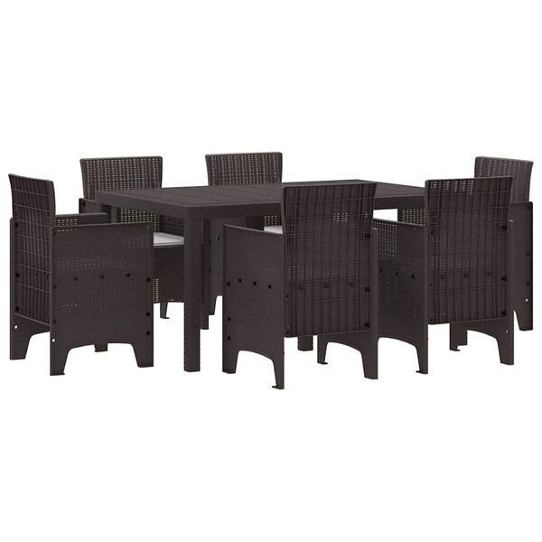 vidaXL Ensemble de salle à manger pour jardin 7 Pièces Marron Rattan Polt