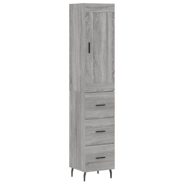 vidaXL Buffet haut Sonoma gris 34 5x34x180 cm Bois d'ingénierie