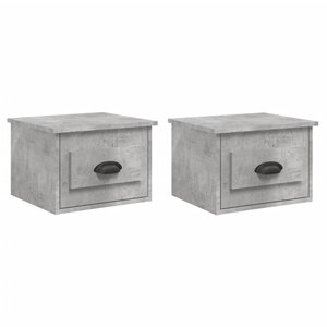 vidaXL Tables de chevet murales 2 Pièces gris béton 41 5x36x28 cm