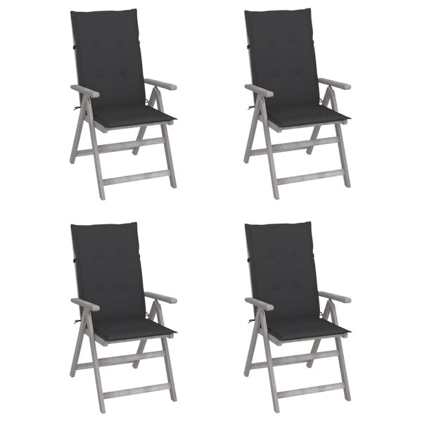 vidaXL Chaises inclinables de jardin lot de 4 et coussins Bois acacia