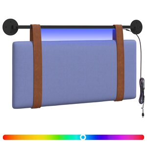 vidaXL Tête de lit suspendue Avec lumière LED Bleu denim PU antique