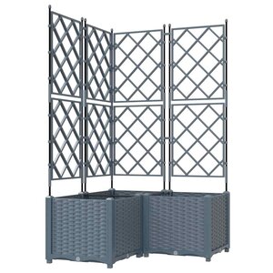 vidaXL Bac à fleurs avec Treillis 3 Pièces Gris clair 80 x 80 x 143 cm PP