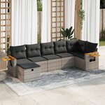 vidaXL Salon de jardin avec coussins 7 Pièces gris résine tressée