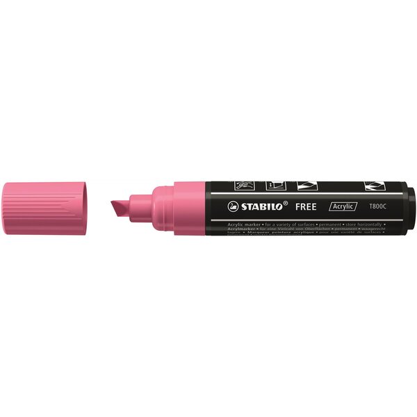 Marqueur pointe large FREE acrylic T800C rose STABILO