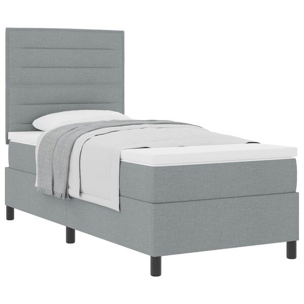 vidaXL Lit à ressorts avec matelas Gris clair 90 x 190 cm tissu