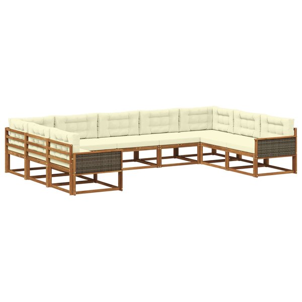 vidaXL Ensemble de canapés d'extérieur 9 pc Naturel et Crème
