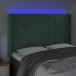 vidaXL Tête de lit à LED Vert foncé 147x16x118/128 cm Velours