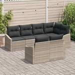 vidaXL Ensemble de canapé de jardin 7 Pièces Gris clair polyrotin