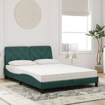 vidaXL Lit avec matelas vert foncé 140x190 cm velours