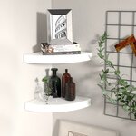 vidaXL Étagères d'angle flottantes 2Pièces blanc brillant 25x25x3 8cm MDF