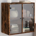 vidaXL Armoire murale avec portes en verre chêne fumé 68x37x68 5 cm