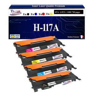 Lot de 4 Toners Laser compatibles avec HP W2070A  W2071A  W2072A  W2073A remplace HP 117A  - (Noir+Couleur)