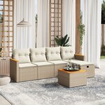 vidaXL Salon de jardin avec coussins 6 Pièces beige résine tressée
