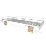 3 Lits Modulo Puzzle Gris Empilables 90x200 L 203 6 x Lg 93 8 x H 27 5 cm