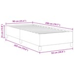 Lit vidaXL Gris foncé 90x200 cm en tissu velours